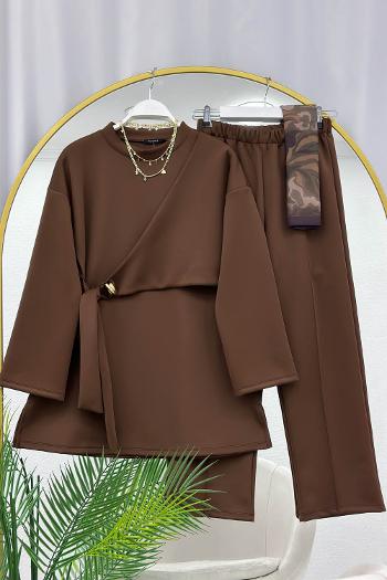 YIRTMAÇ DETAYLI YANDAN BAĞLAMALI KADIN SCUBA TAKIM