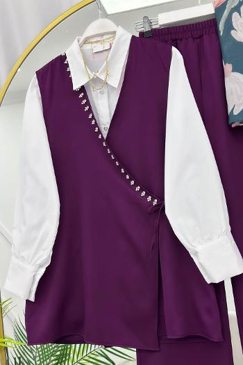 SIRATAŞ İŞLEMELİ KREP ÜÇLÜ TAKIM