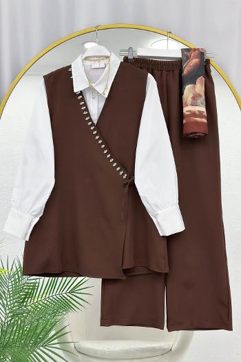 SIRATAŞ İŞLEMELİ KREP ÜÇLÜ TAKIM