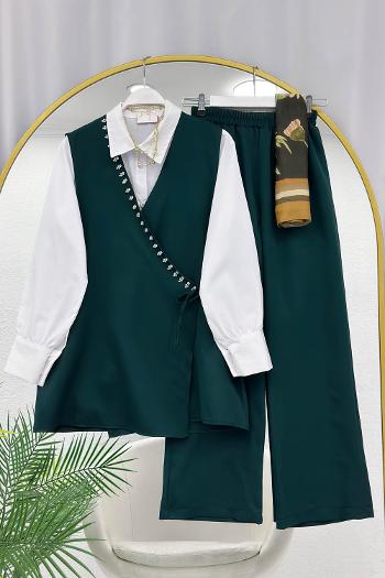 SIRATAŞ İŞLEMELİ KREP ÜÇLÜ TAKIM