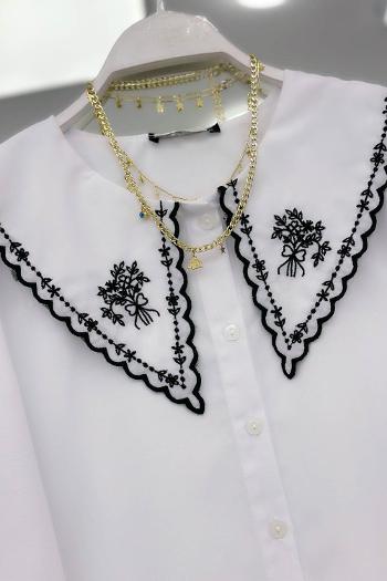 YAKASI İŞLEMELİ KADIN GÖMLEK