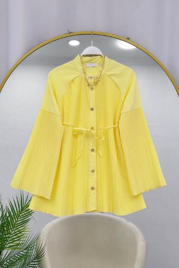 PİLİSE DETAYLI İPLİ GÖMLEK