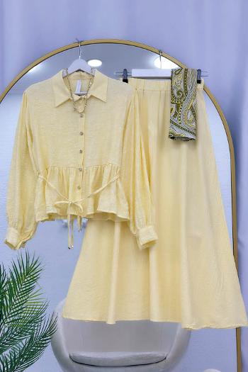 JAKARLI DESENLİ CEKET  ETEK TAKIM