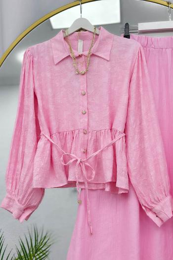 JAKARLI DESENLİ CEKET  ETEK TAKIM