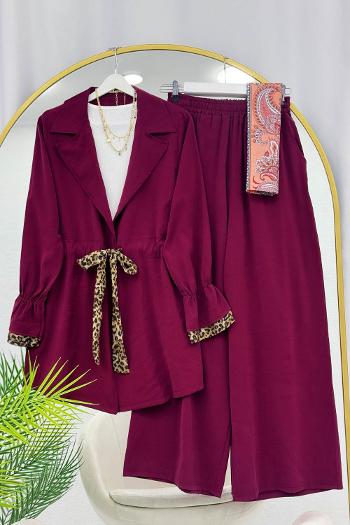 BELDEN LEOPAR BAĞLAMALI PANTOLON TAKIM