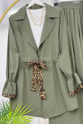 BELDEN LEOPAR BAĞLAMALI PANTOLON TAKIM