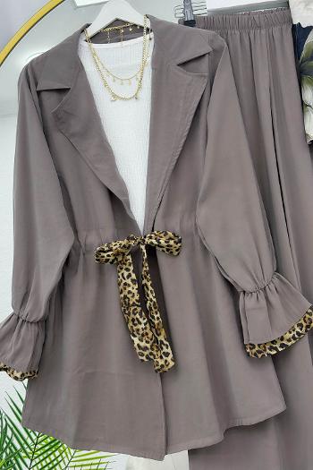 BELDEN LEOPAR BAĞLAMALI PANTOLON TAKIM