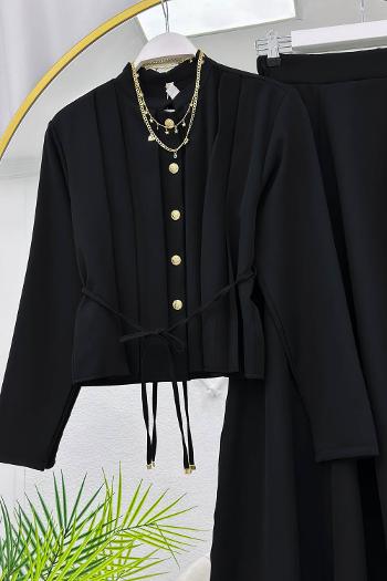 GOLD DÜĞMELİ BELİ BÜZGÜLÜ ETEK TAKIM