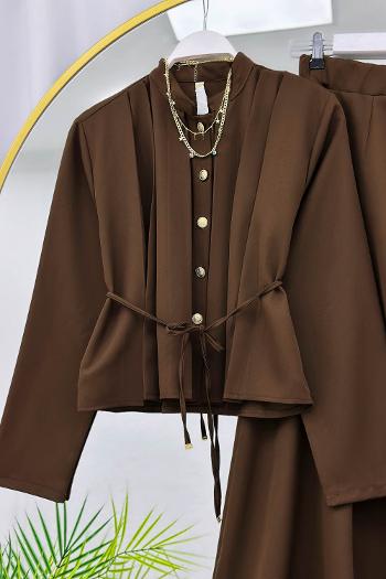 GOLD DÜĞMELİ BELİ BÜZGÜLÜ ETEK TAKIM