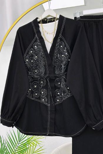 BONCUK  DESENLİ PANTOLONLU KADIN  KOT TAKIM