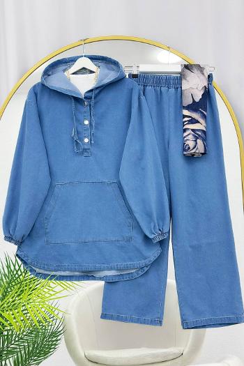 YARIM ÇITÇIT DÜĞMELİ KOT TAKIM