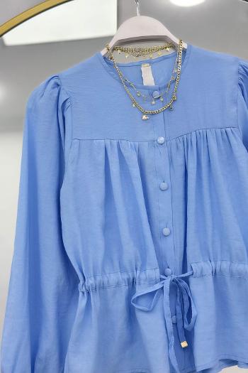 BELDEN BÜZGÜLÜ ÖNÜ DÜĞMELİ GÖMLEK