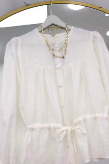 BELDEN BÜZGÜLÜ ÖNÜ DÜĞMELİ GÖMLEK