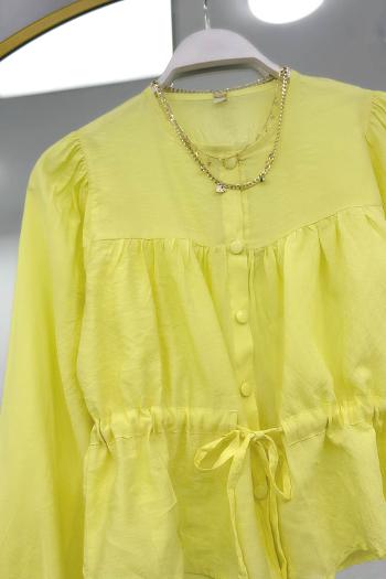 BELDEN BÜZGÜLÜ ÖNÜ DÜĞMELİ GÖMLEK