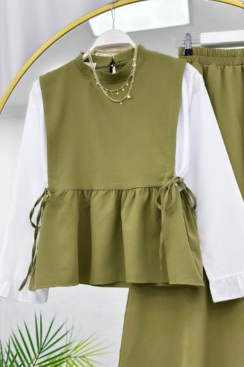 KOLLARI FIRFIRLI ETEKLİ KADIN TAKIM