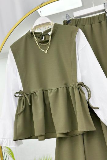 KOLLARI FIRFIRLI ETEKLİ KADIN TAKIM