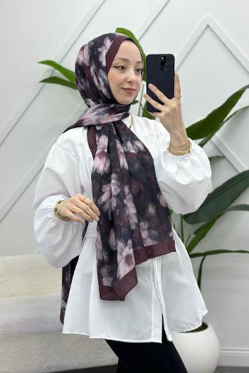 ZAMBAK ÇİÇEKLİ PAMUK ŞAL SERİSİ