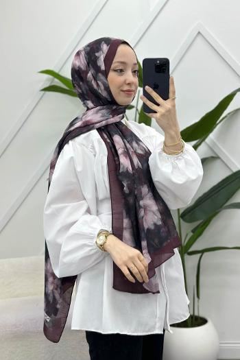 ZAMBAK ÇİÇEKLİ PAMUK ŞAL SERİSİ