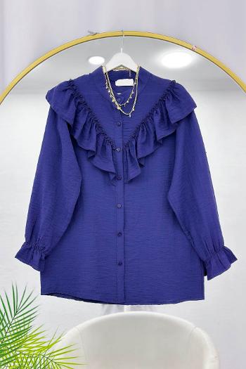 DÜĞME DETAYLI FIRFIRLI GÖMLEK