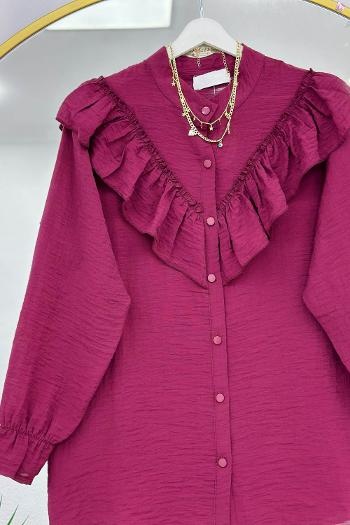 DÜĞME DETAYLI FIRFIRLI GÖMLEK