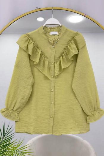 DÜĞME DETAYLI FIRFIRLI GÖMLEK