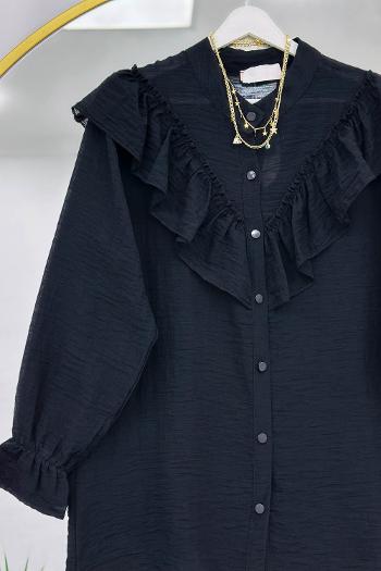 DÜĞME DETAYLI FIRFIRLI GÖMLEK