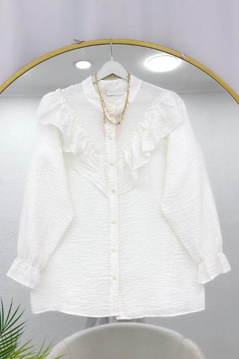 DÜĞME DETAYLI FIRFIRLI GÖMLEK