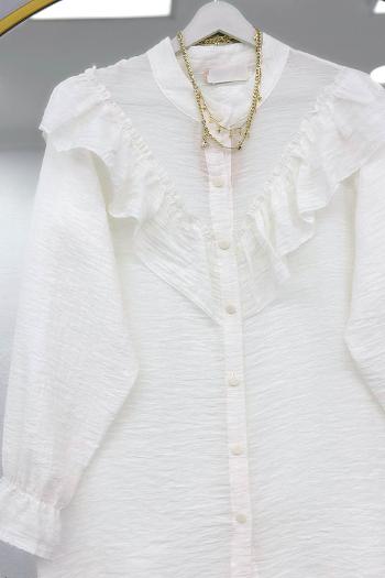 DÜĞME DETAYLI FIRFIRLI GÖMLEK