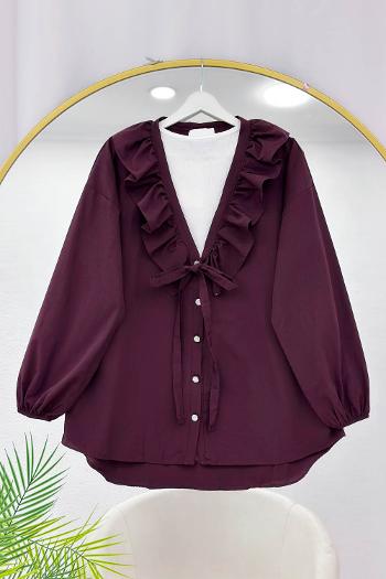 ÖNÜ FIRFIRLI BAĞLAMALI KADIN GÖMLEK TUNİK