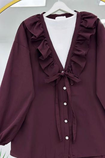 ÖNÜ FIRFIRLI BAĞLAMALI KADIN GÖMLEK TUNİK
