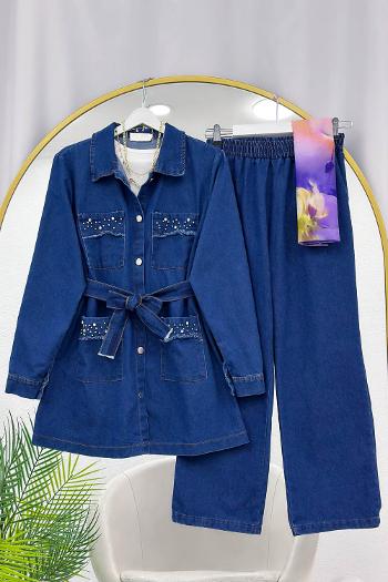 CEBİ BONCUK DETAYLI KADIN KOT TAKIM