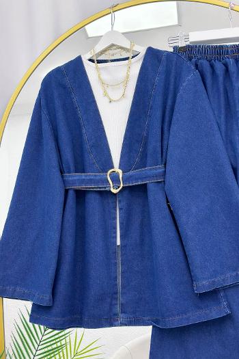 KEMER DETAYLI KİMONO PANTOLONLU TAKIM