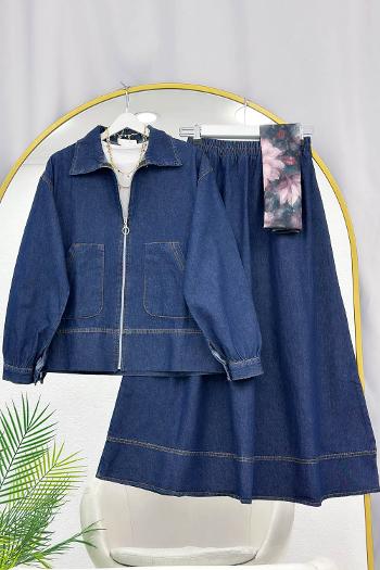 YANLARI CEPLİ ETEKLİ KOT TAKIM