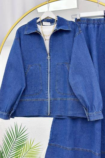 YANLARI CEPLİ ETEKLİ KOT TAKIM