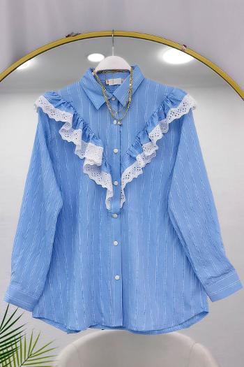 DÜĞME DETAYLI FIRFIRLI GÖMLEK