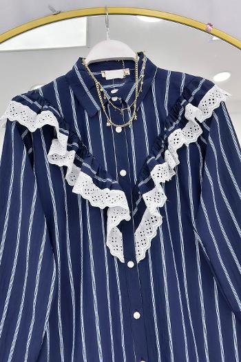 DÜĞME DETAYLI FIRFIRLI GÖMLEK