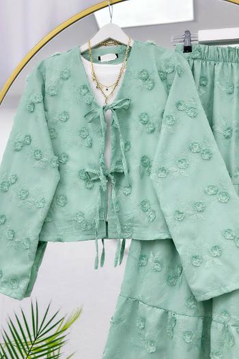 ÇİÇEK NAKIŞLI KİMONO ETEK TAKIM