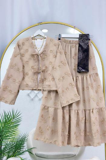 ÇİÇEK NAKIŞLI KİMONO ETEK TAKIM