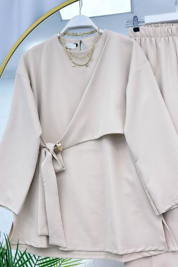 YANDAN TOKALI KREP PANTOLONLU TAKIM