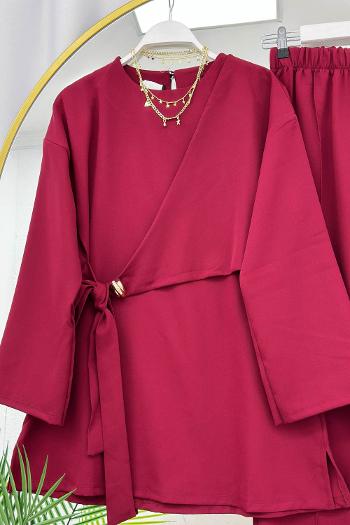 YANDAN TOKALI KREP PANTOLONLU TAKIM