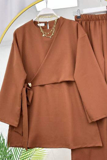 YANDAN TOKALI KREP PANTOLONLU TAKIM