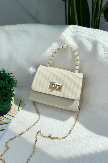 SEVİLLA BEYAZ İNCİLİ SAPLI  ASKILI  KADIN EL VE OMUZ VE  ÇANTASI