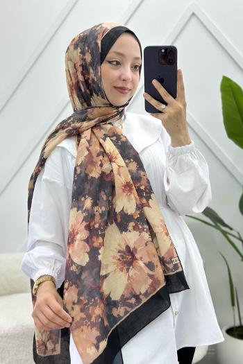 KARIŞIK ÇİÇEK DESEN PAMUK SOFT ŞAL