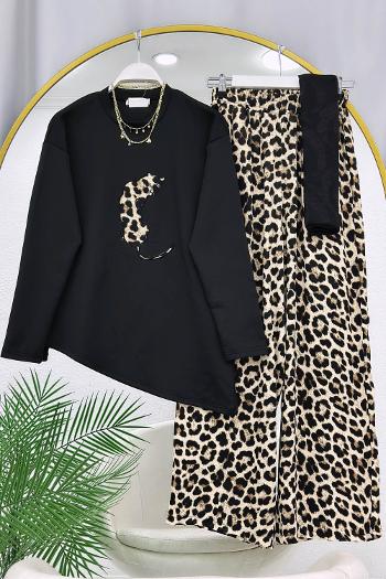 LEOPAR ASMETRİK KESİM PANTOLON TAKIM