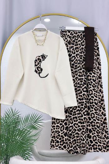LEOPAR ASMETRİK KESİM PANTOLON TAKIM