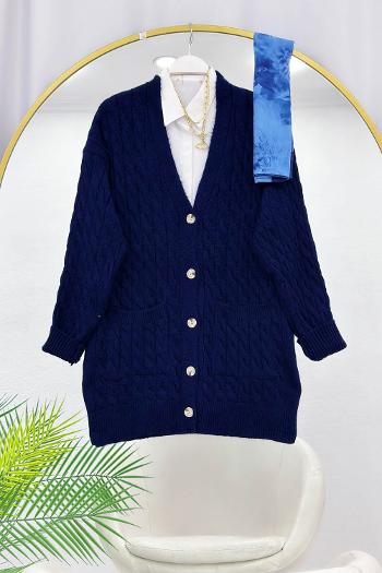 CEPLİ DALGALI KADIN TRİKO HIRKA