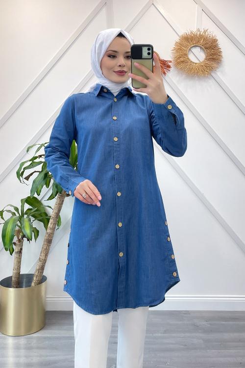 AHŞAP DÜĞMELİ KOT GÖMLEK