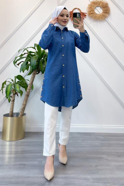 AHŞAP DÜĞMELİ KOT GÖMLEK