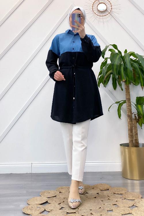 AEROBİN DETAYLI KOT GÖMLEK