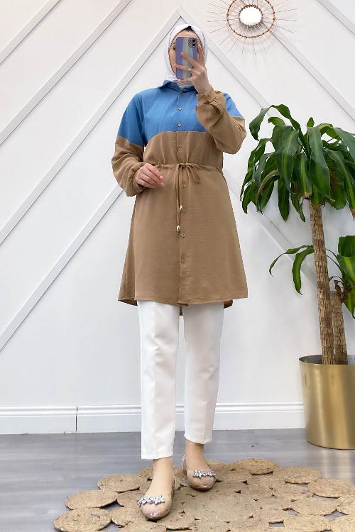 AEROBİN DETAYLI KOT GÖMLEK